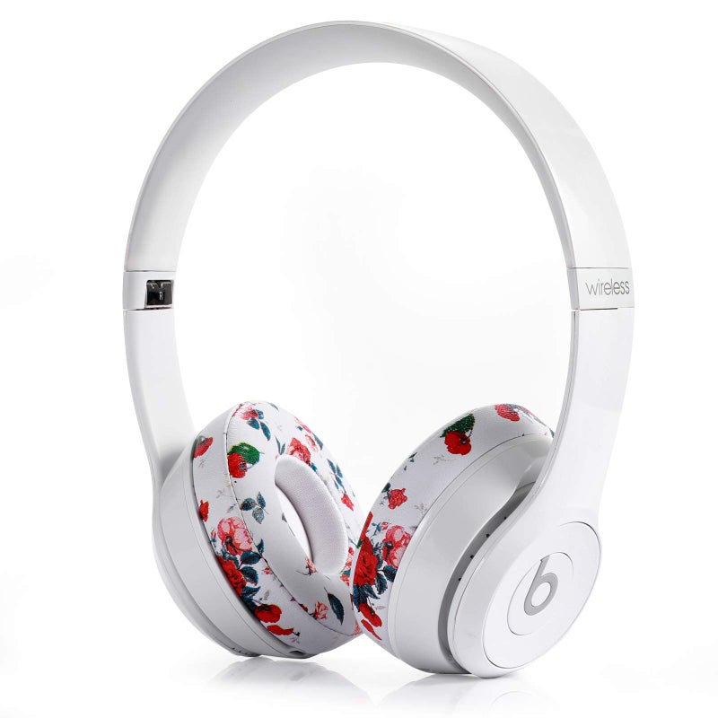 Cypher.V Replacement Earpads Cover, Ear Cushion Pads Compatible with Solo 2.0 3.0 On Ear Headphones 1 Pair (White Floral) - Image 2